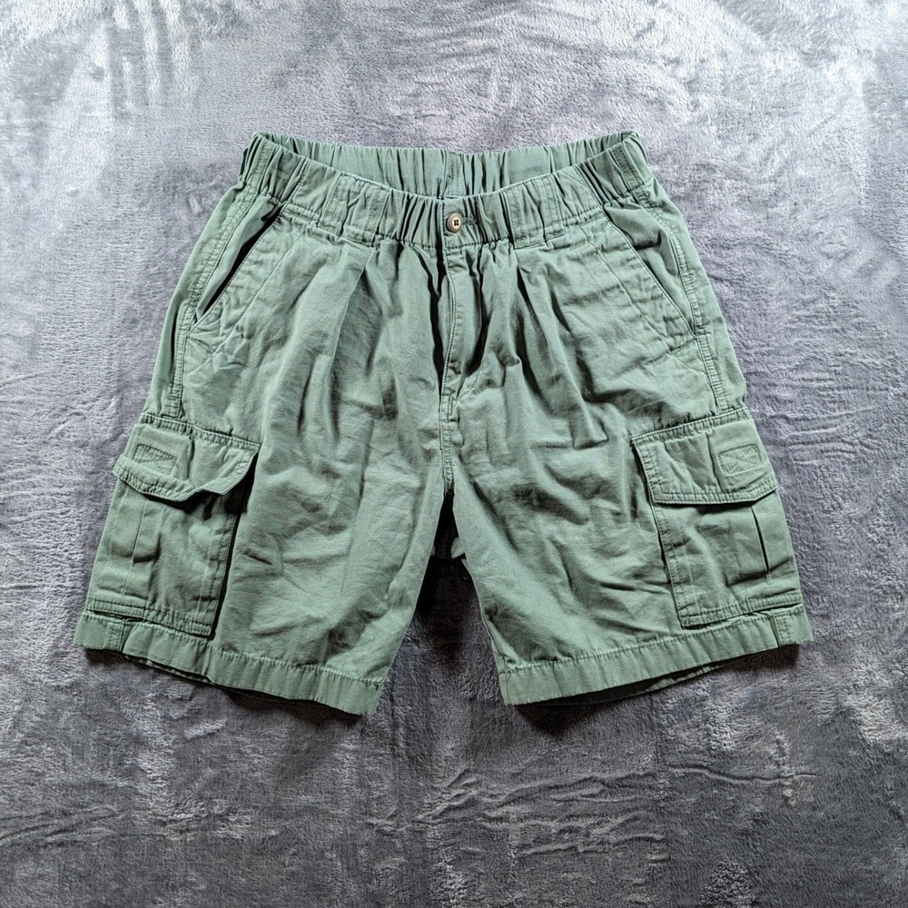 Tommy Bahama Relax Mens Small Green Cotton Elastic Waist Cargo Shorts TR807